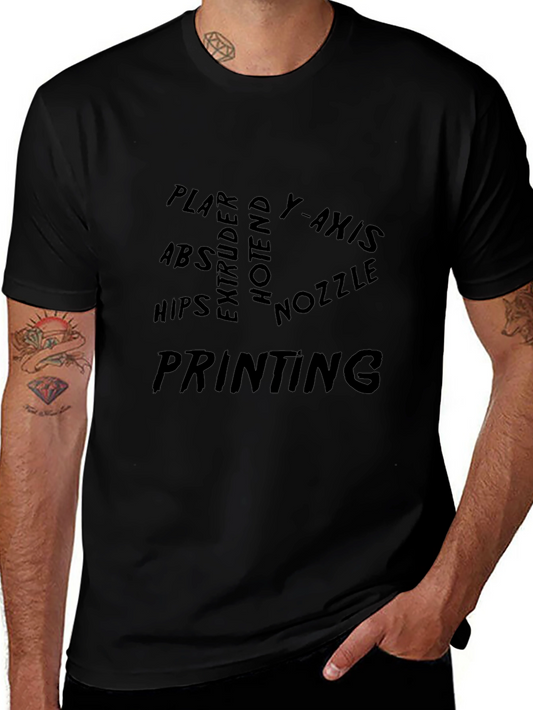 3D Printing Word Cloud Black T-Shirt