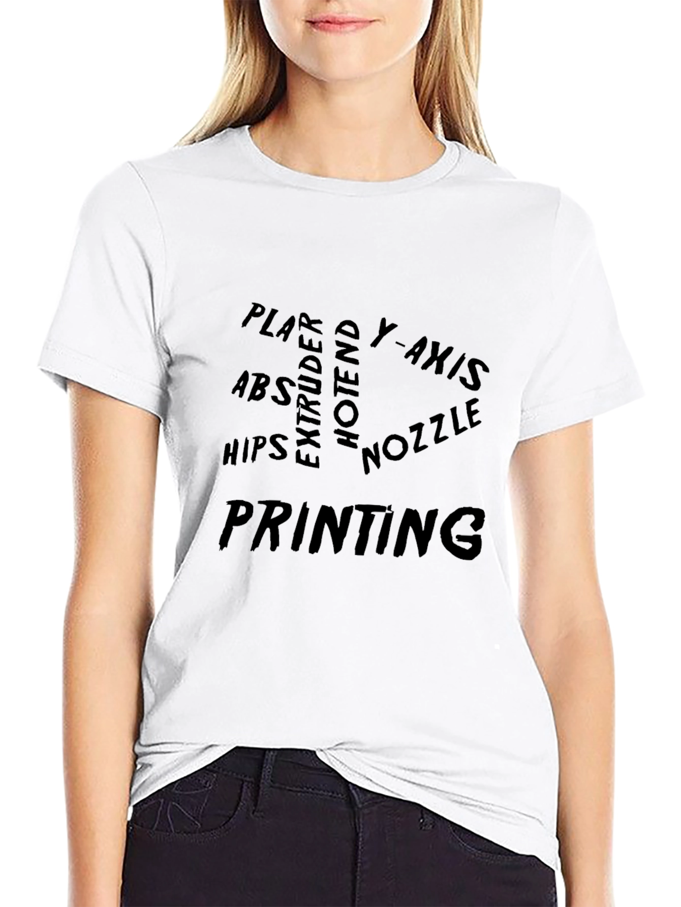 3D Printing Word Cloud Black T-Shirt