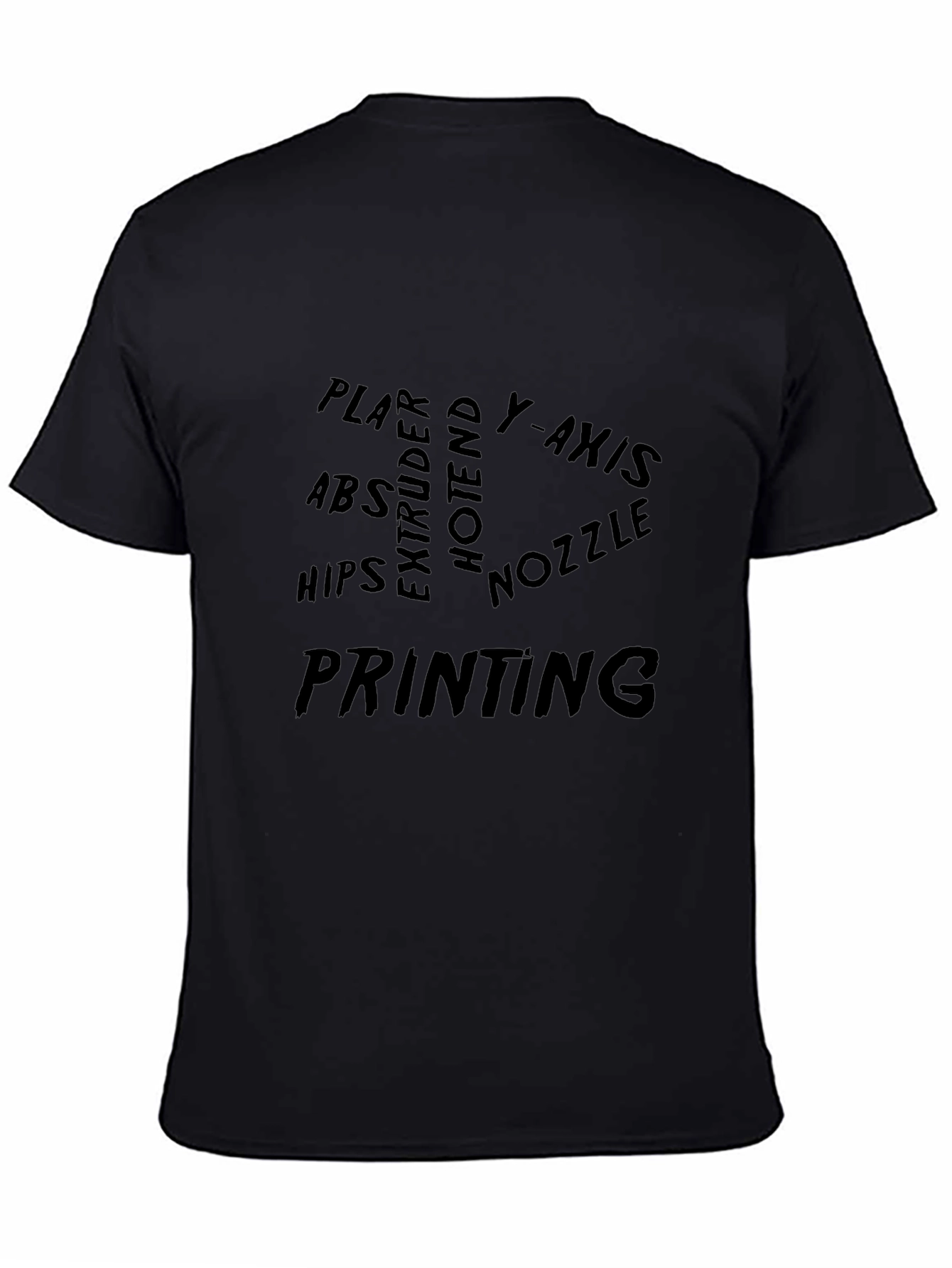 3D Printing Word Cloud Black T-Shirt