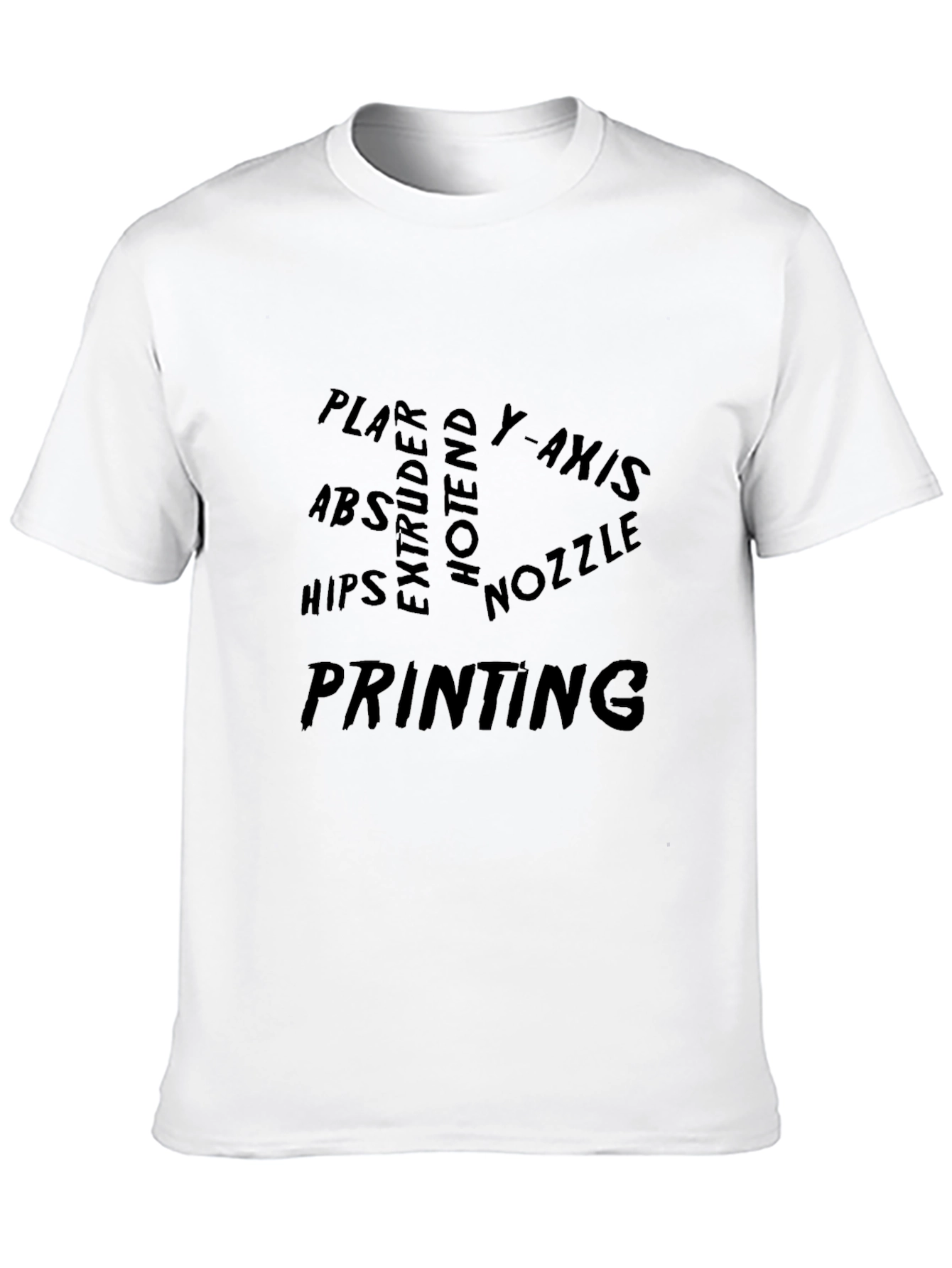 3D Printing Word Cloud Black T-Shirt