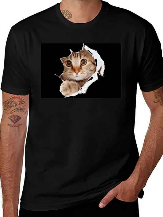 Cat Peek-A-Boo Graphic T-Shirt - Novelty Print Tee