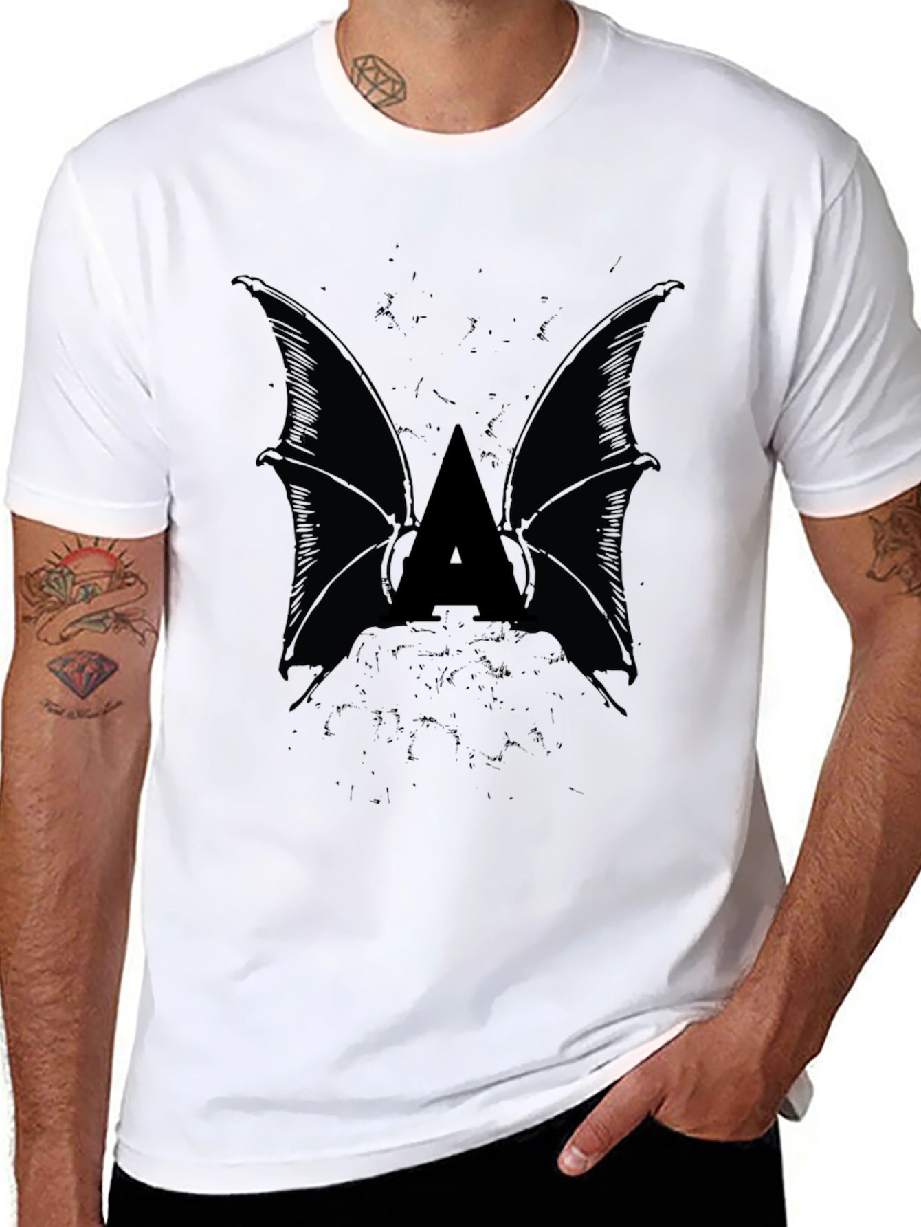 Bat Wing Initial Tee