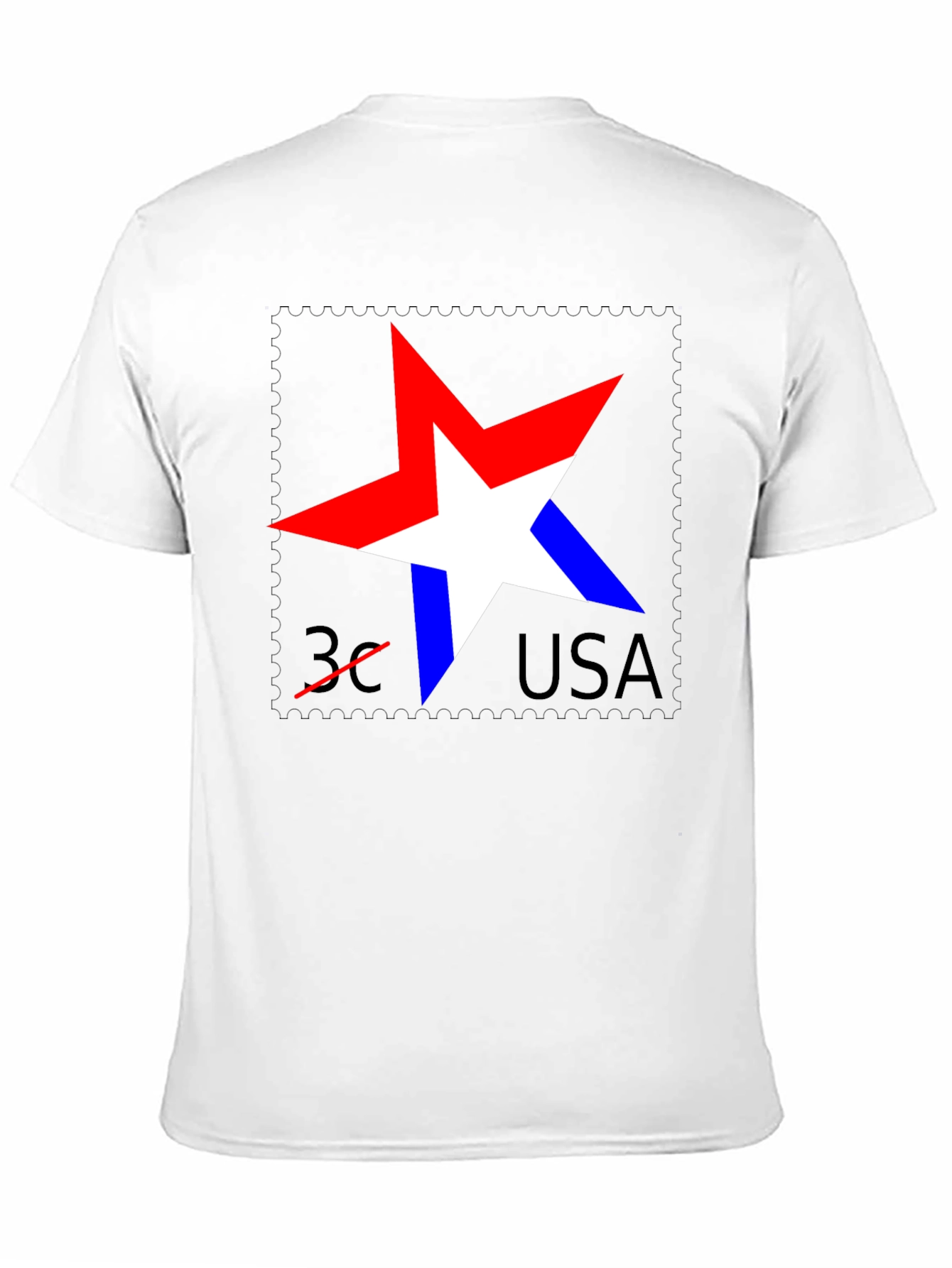 Patriotic Star USA Stamp Black T-Shirt