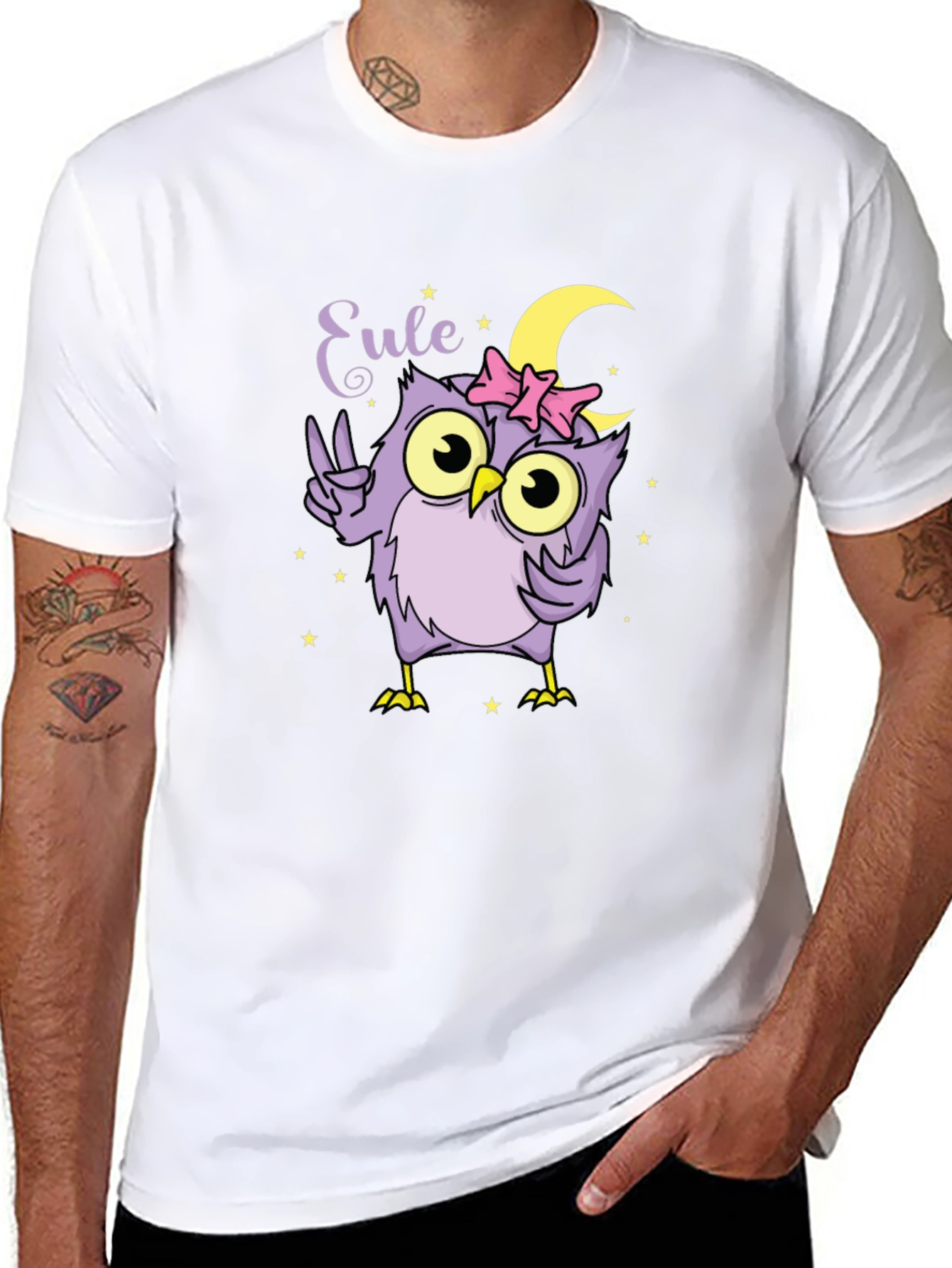 Cute Owl T-Shirt - Peace Moon and Stars!