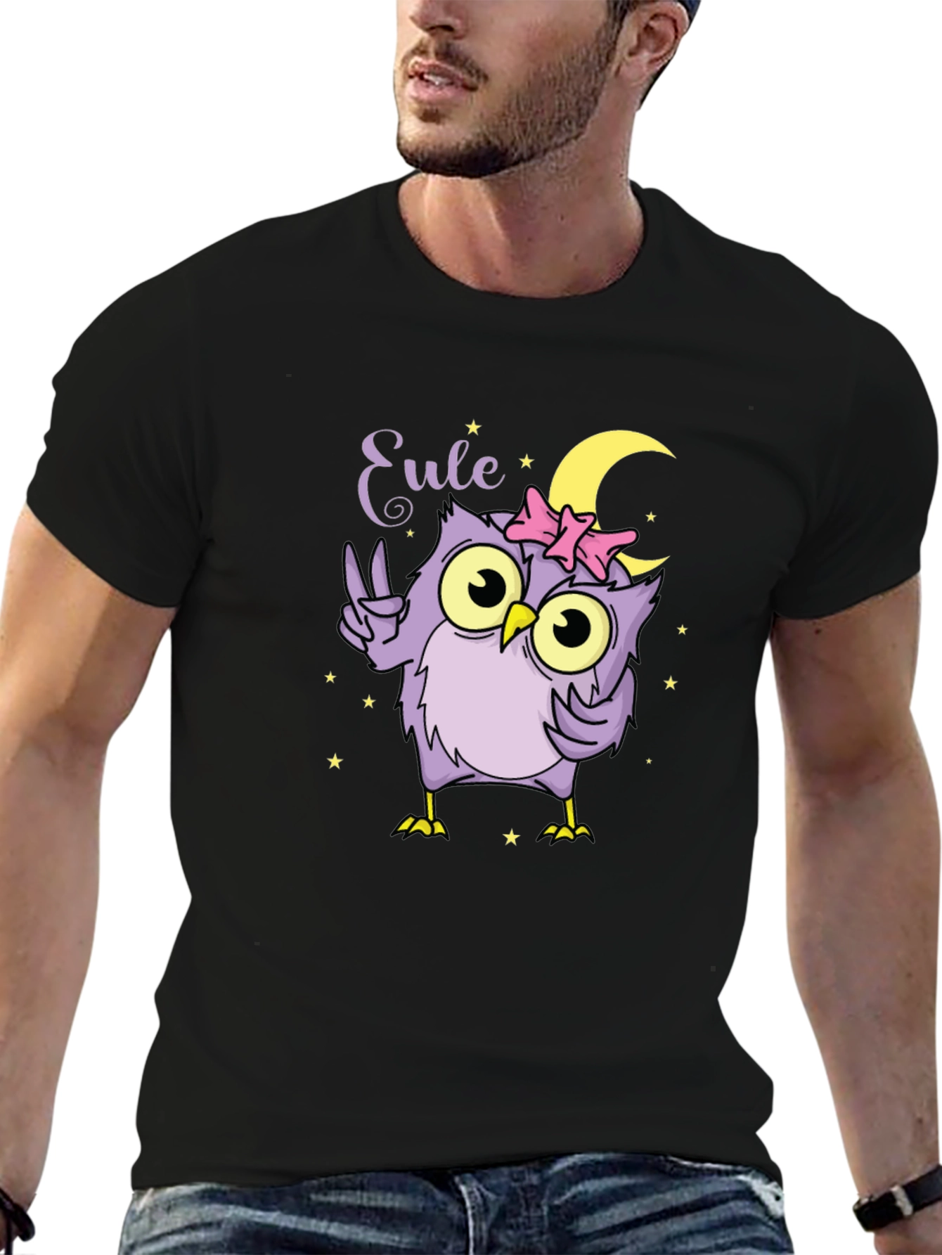 Cute Owl T-Shirt - Peace Moon and Stars!