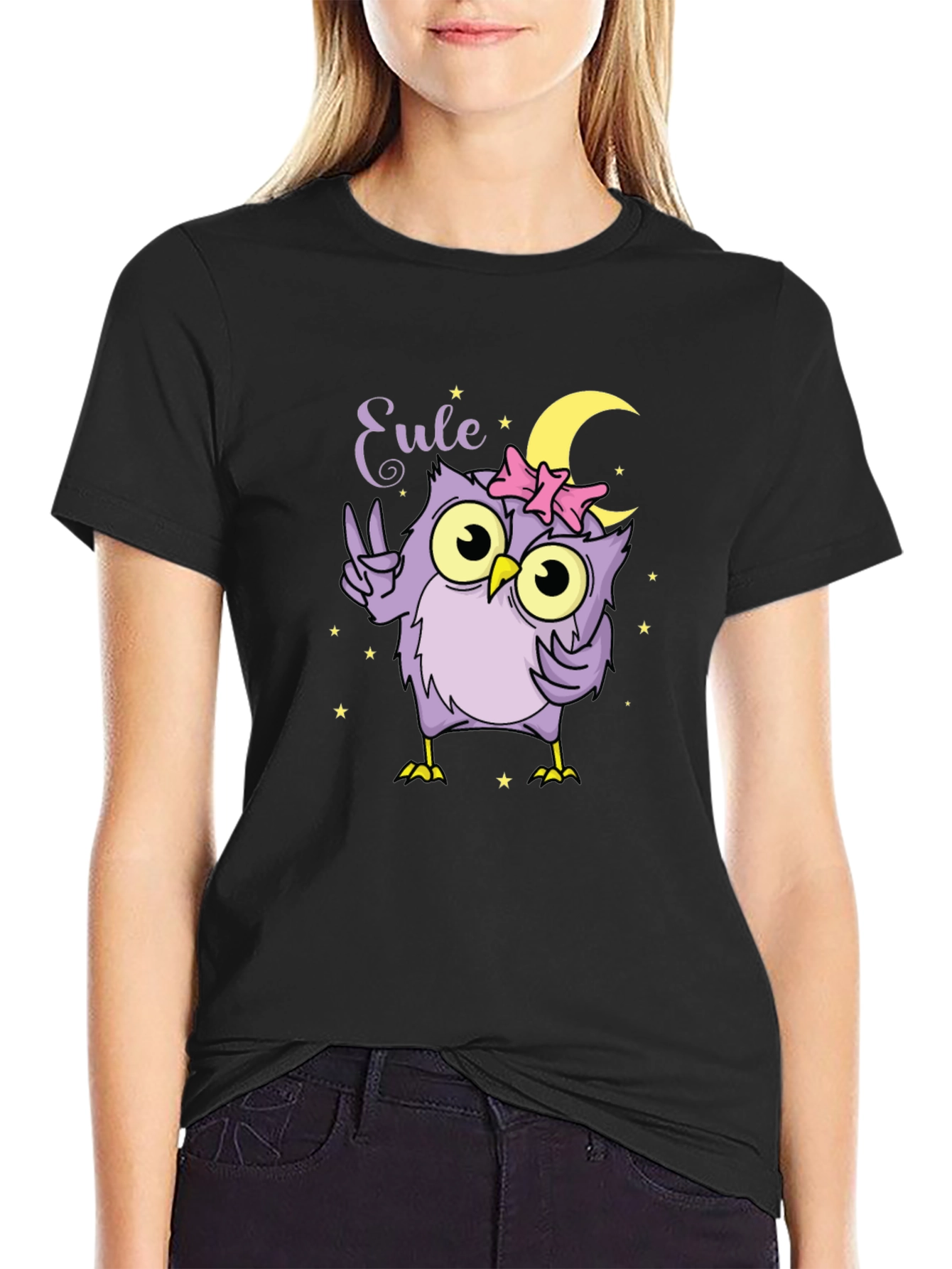 Cute Owl T-Shirt - Peace Moon and Stars!