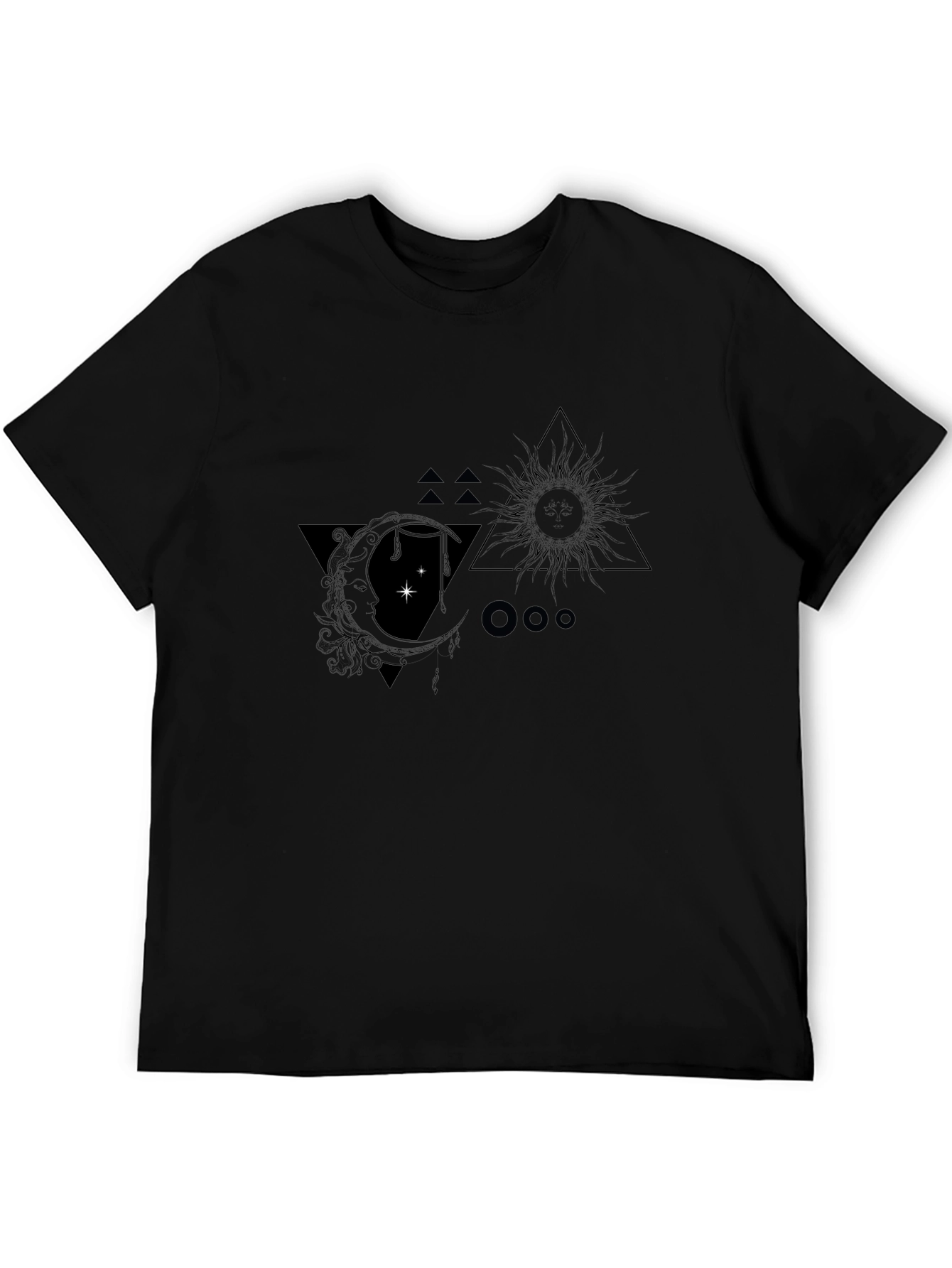 Celestial Sun & Moon Graphic Tee - Black