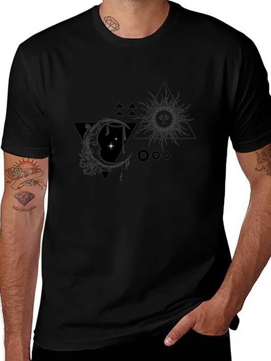 Celestial Sun & Moon Graphic Tee - Black