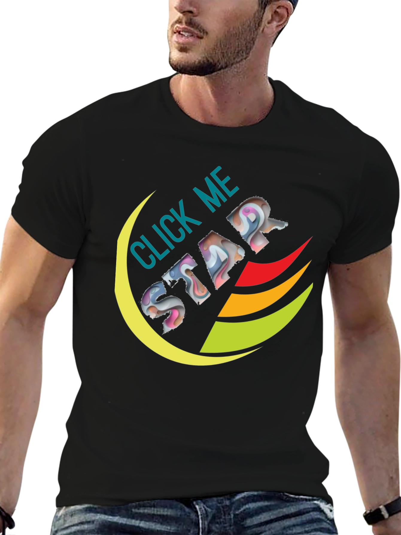 Click Me Star Black Graphic Tee