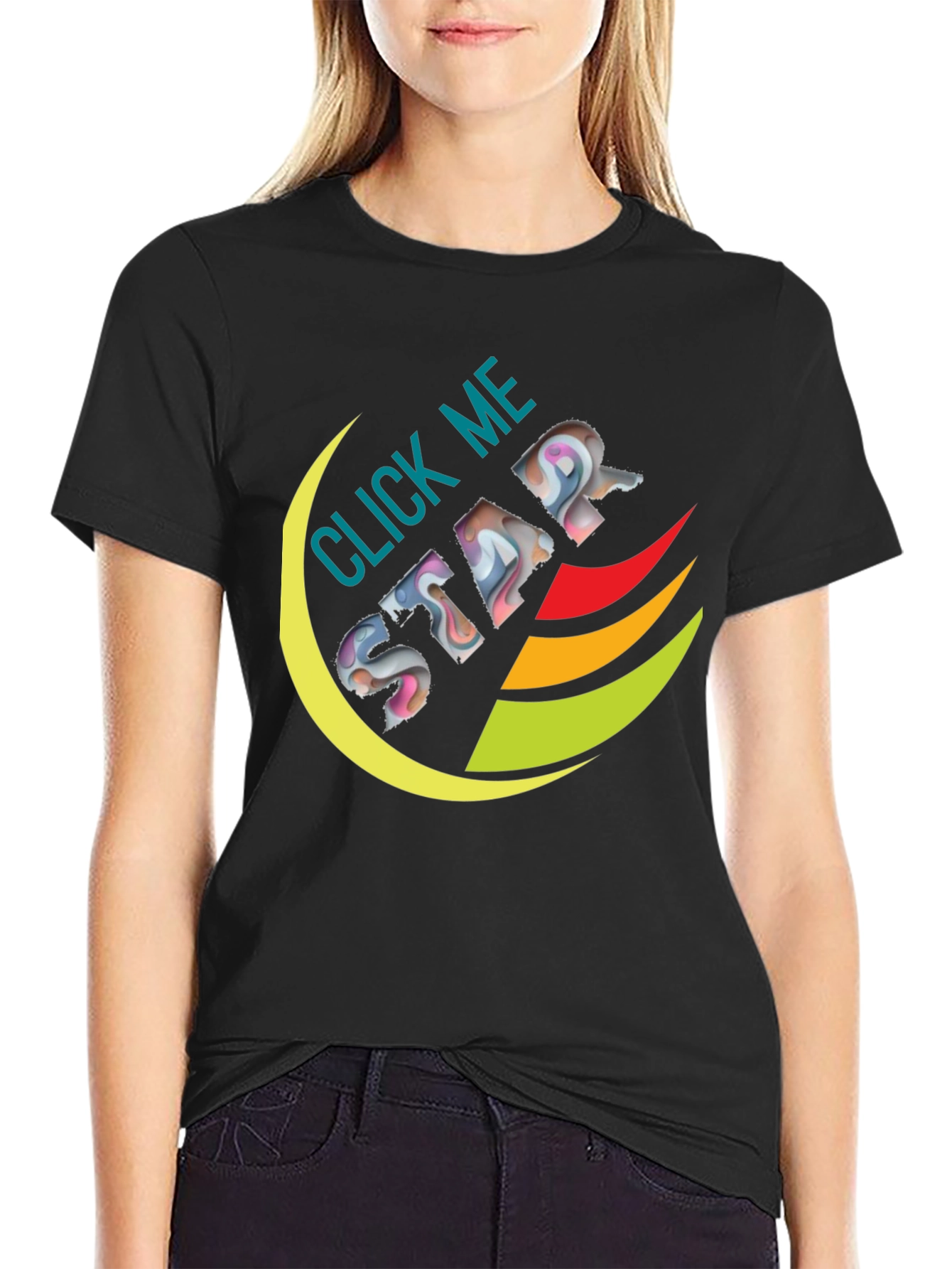 Click Me Star Black Graphic Tee