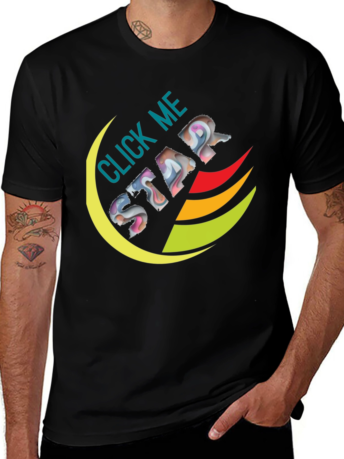 Click Me Star Black Graphic Tee