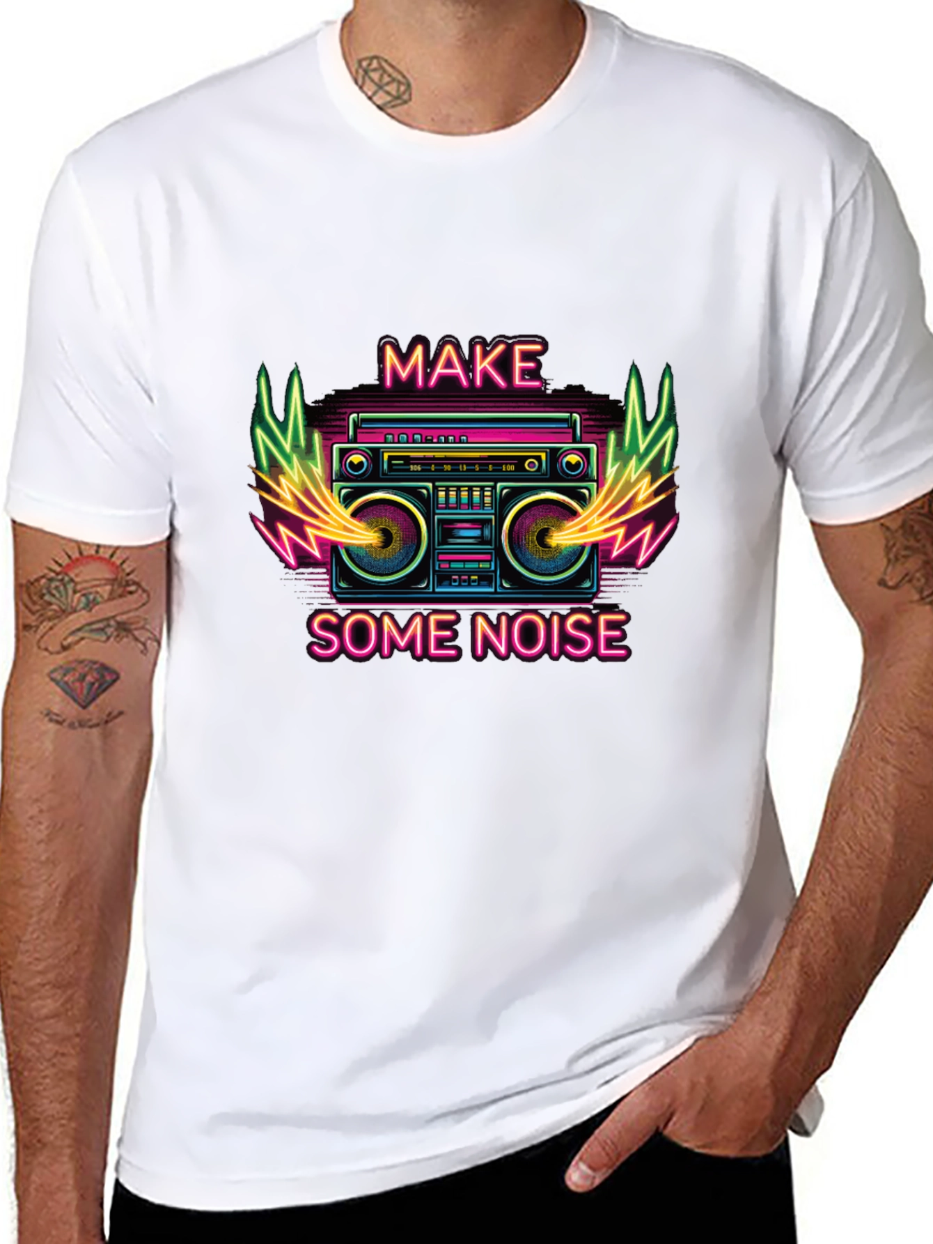 Make Some Noise Retro Boombox Graphic T-Shirt
