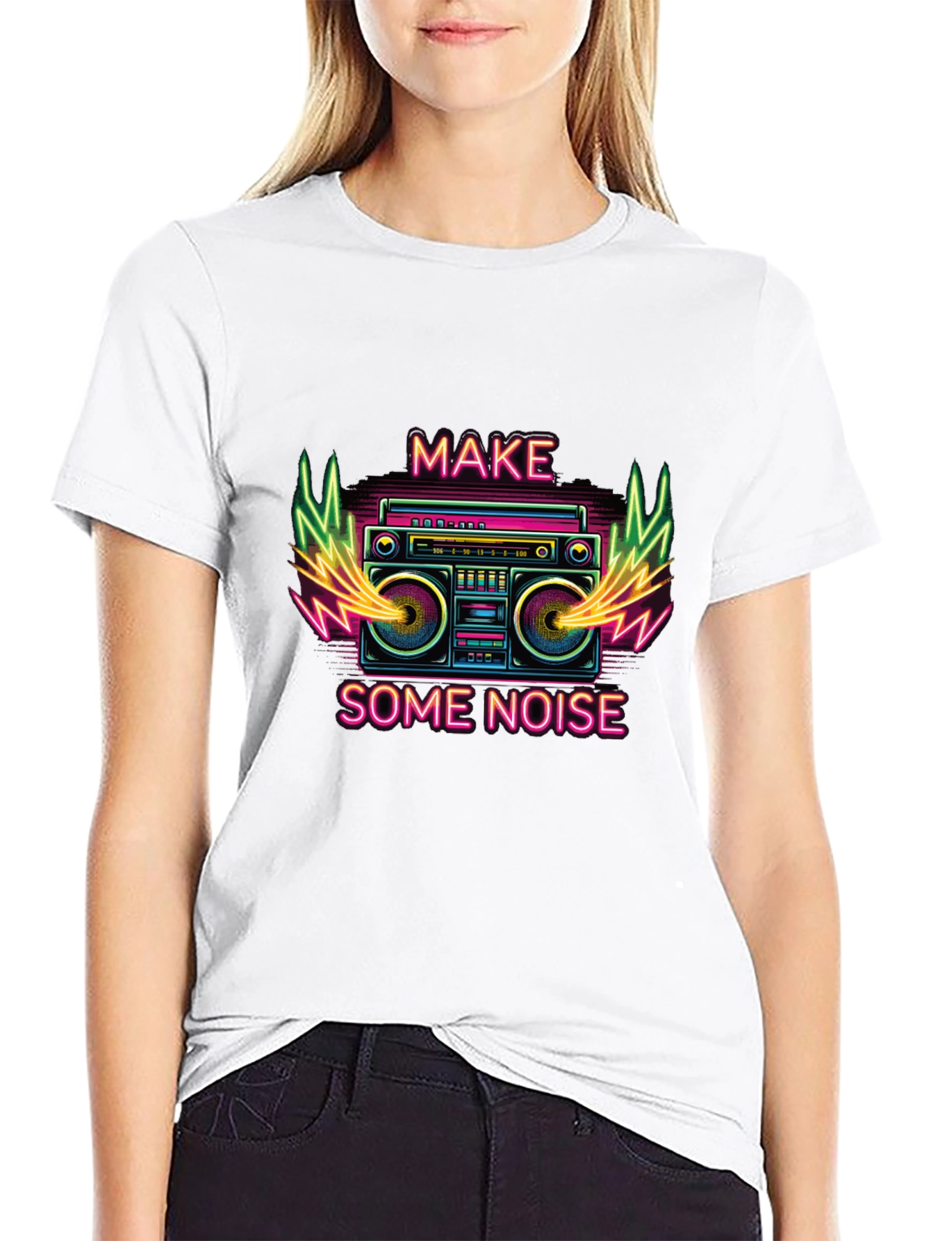 Make Some Noise Retro Boombox Graphic T-Shirt