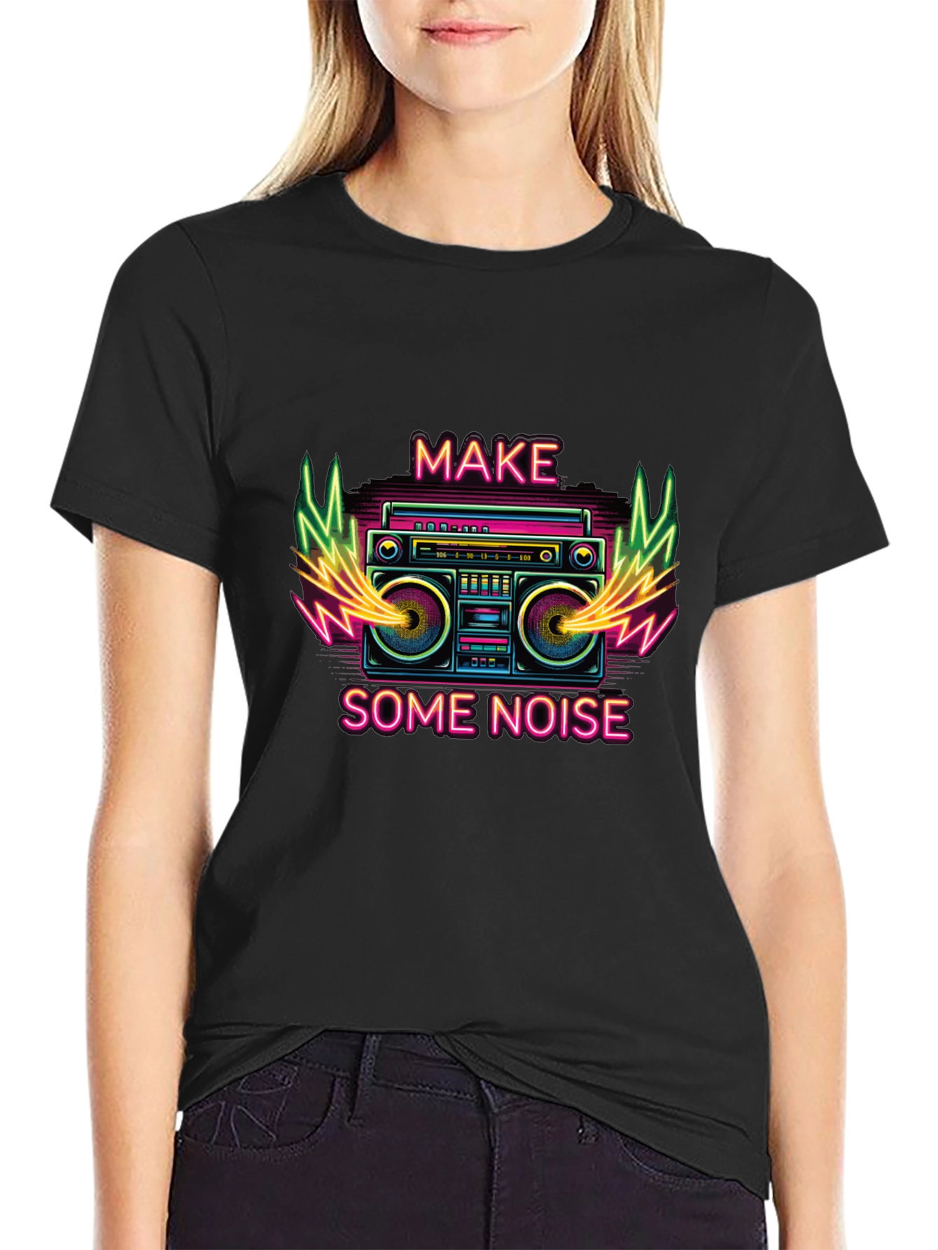 Make Some Noise Retro Boombox Graphic T-Shirt