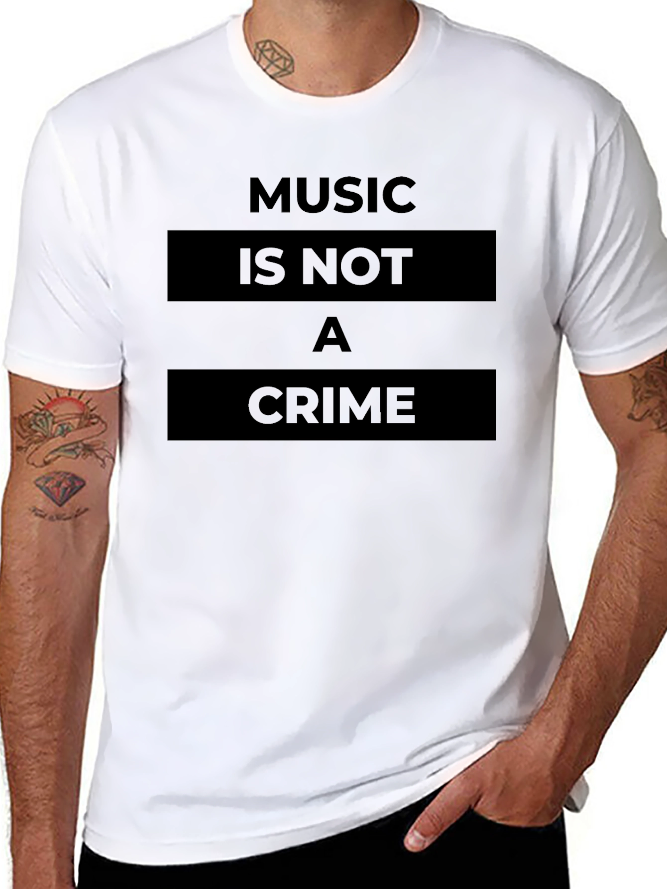 Music Is Not A Crime Graphic T-Shirt - Black