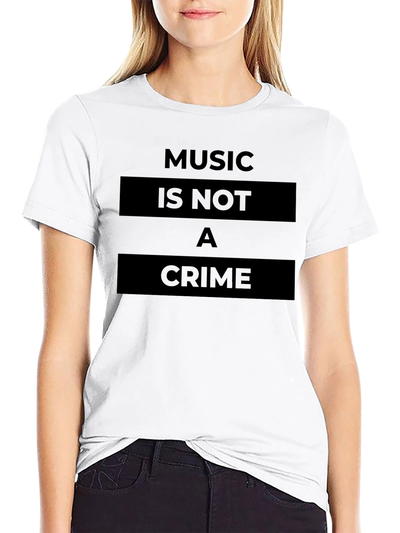 Music Is Not A Crime Graphic T-Shirt - Black