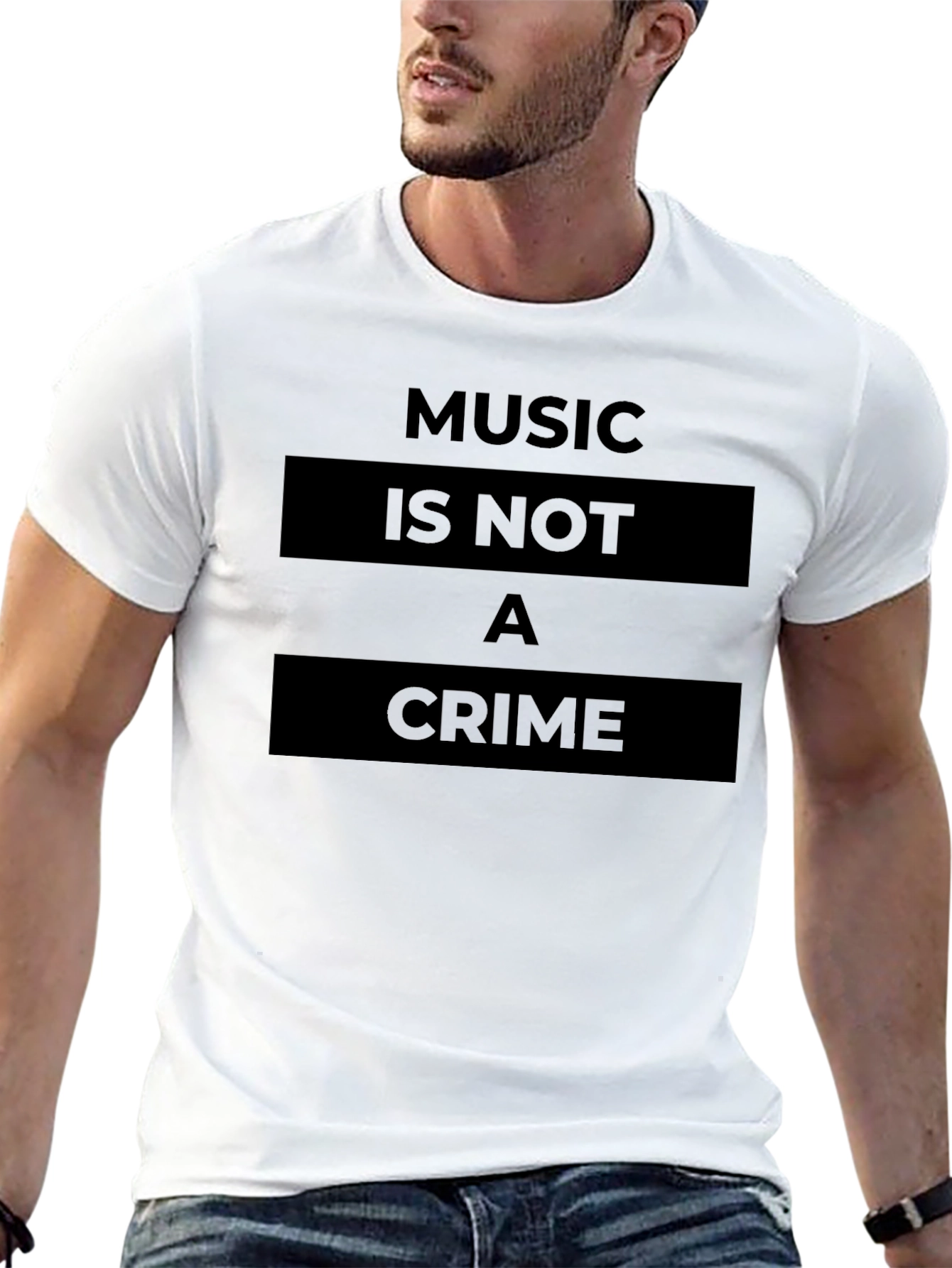 Music Is Not A Crime Graphic T-Shirt - Black