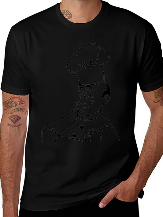 Chef Cartoon Black T-Shirt