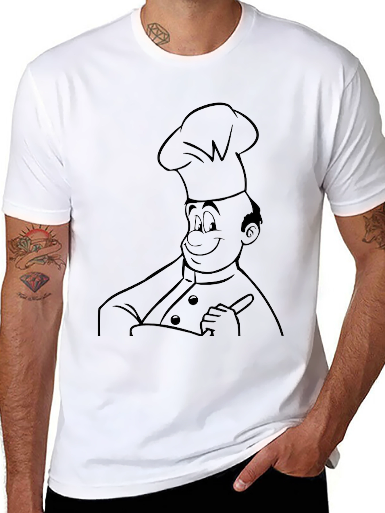 Chef Cartoon Black T-Shirt