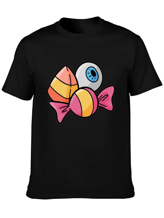 Halloween Candy & Eyeball Graphic Tee - Black