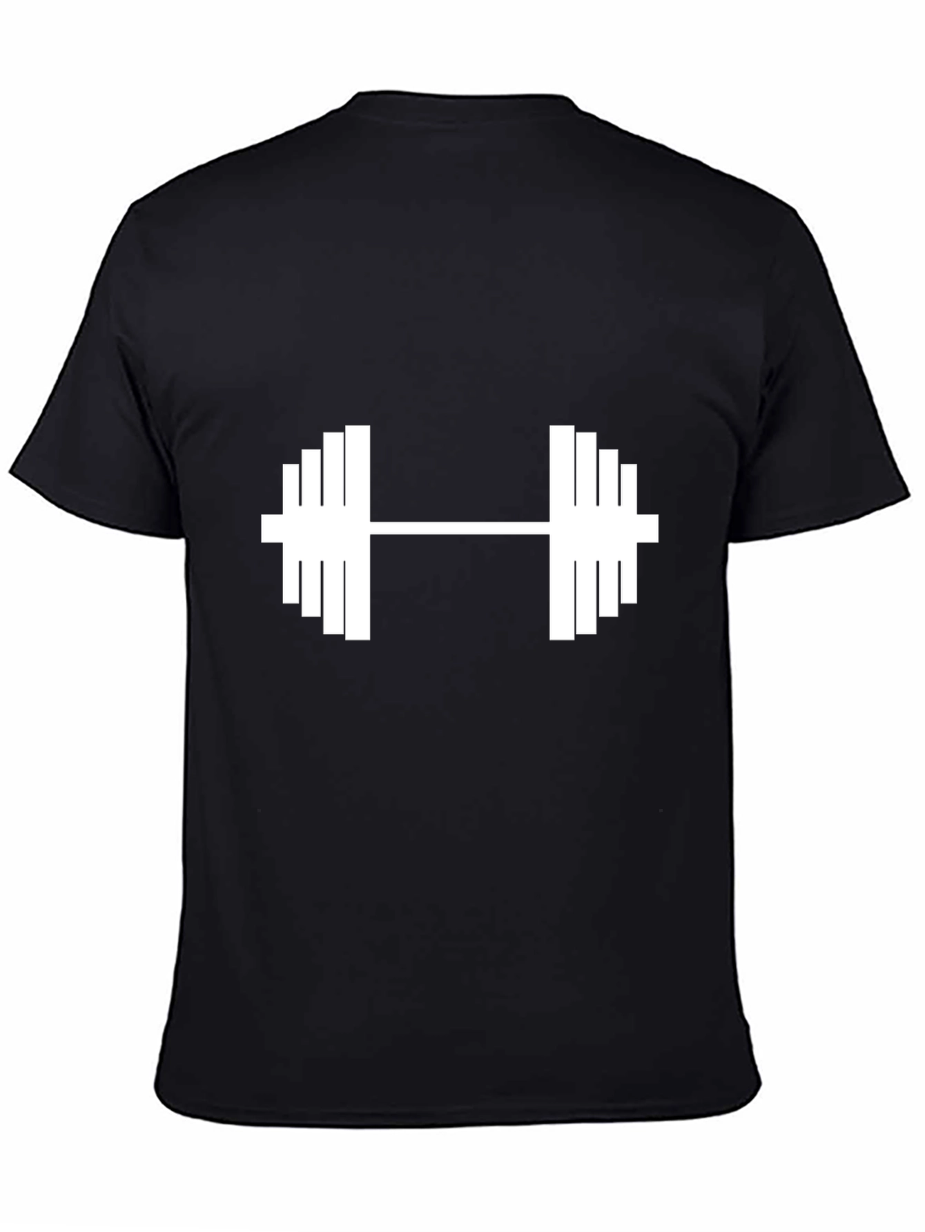 Black Graphic Tee: Dumbbell Design