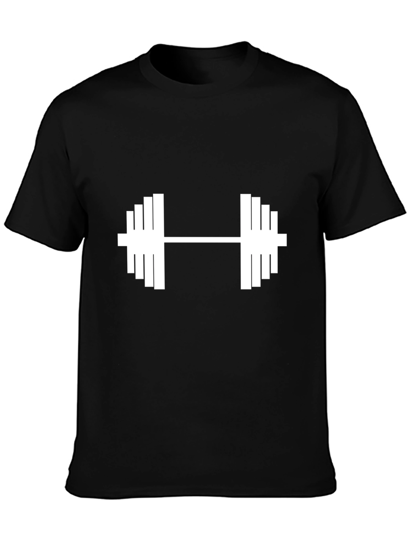 Black Graphic Tee: Dumbbell Design