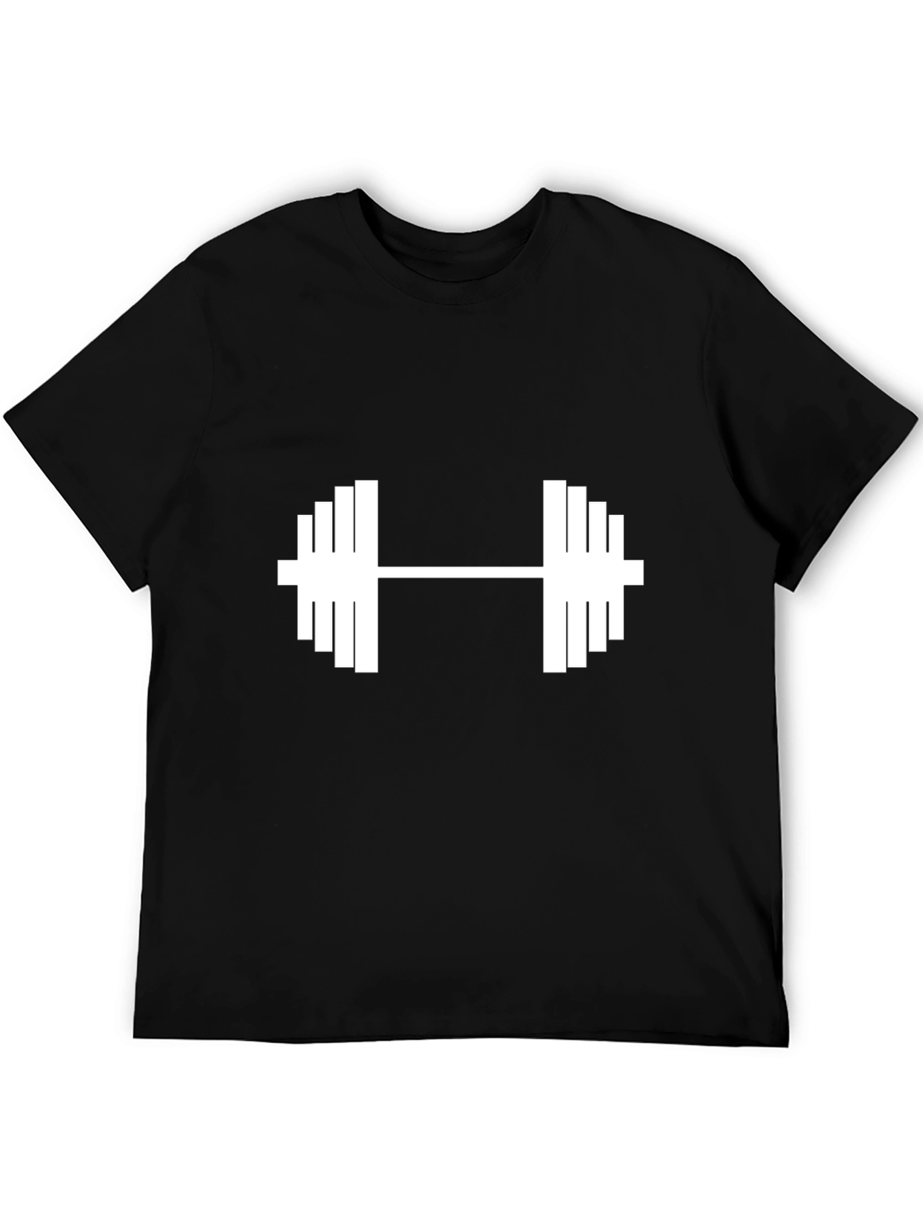 Black Graphic Tee: Dumbbell Design