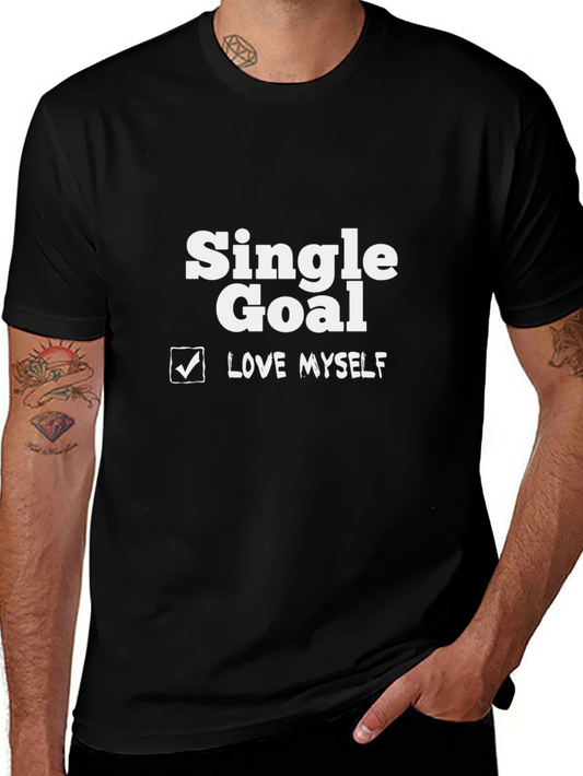 Single Goal Love Myself Black Graphic T-Shirt