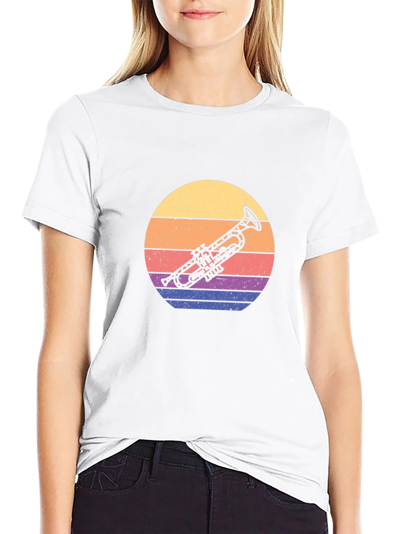 Retro Trumpet Graphic Tee - Sunset Music Lover T-Shirt