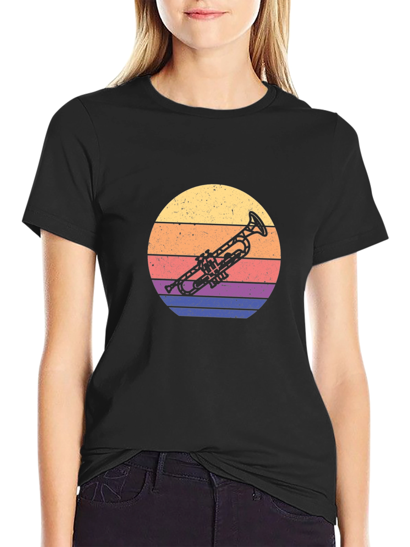 Retro Trumpet Graphic Tee - Sunset Music Lover T-Shirt