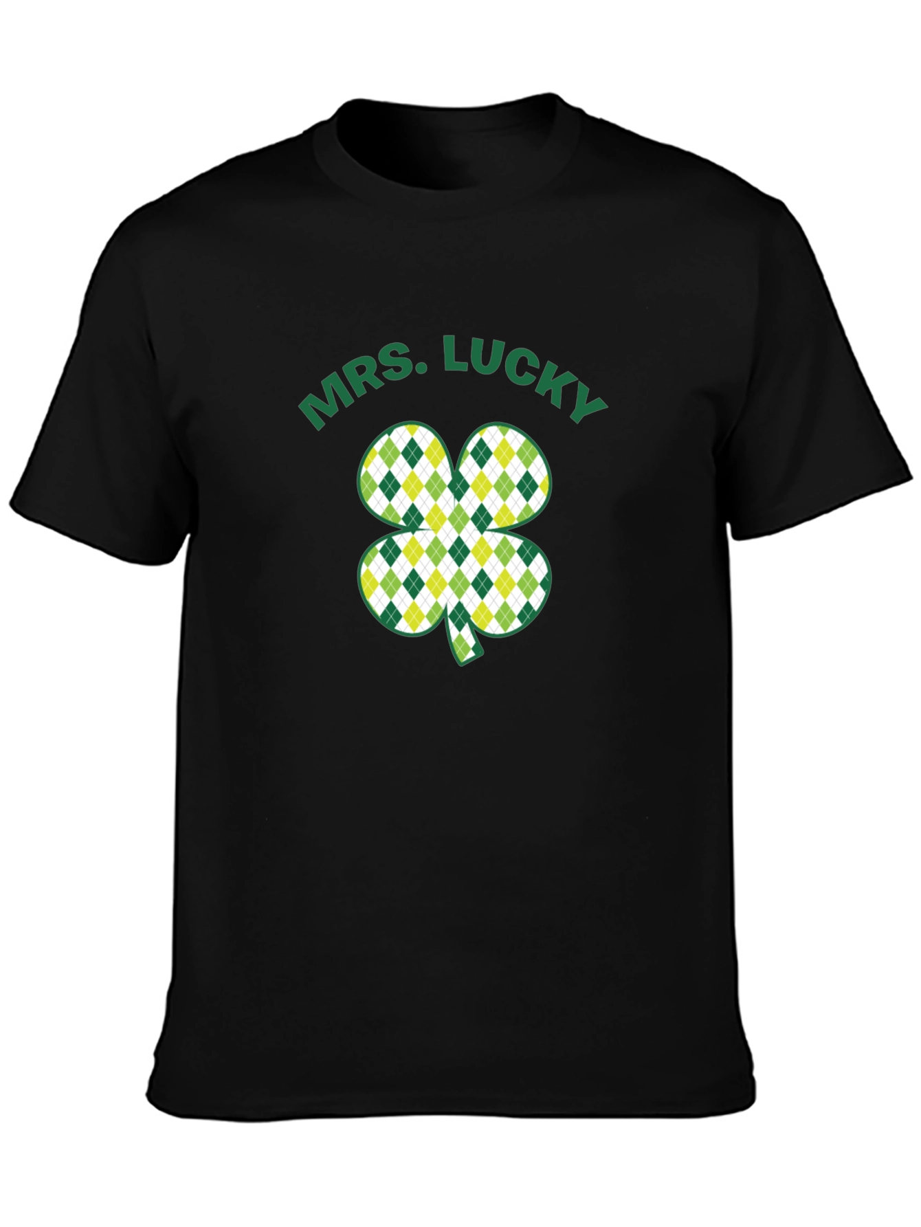 Mrs. Lucky St. Patricks Day Black T-Shirt