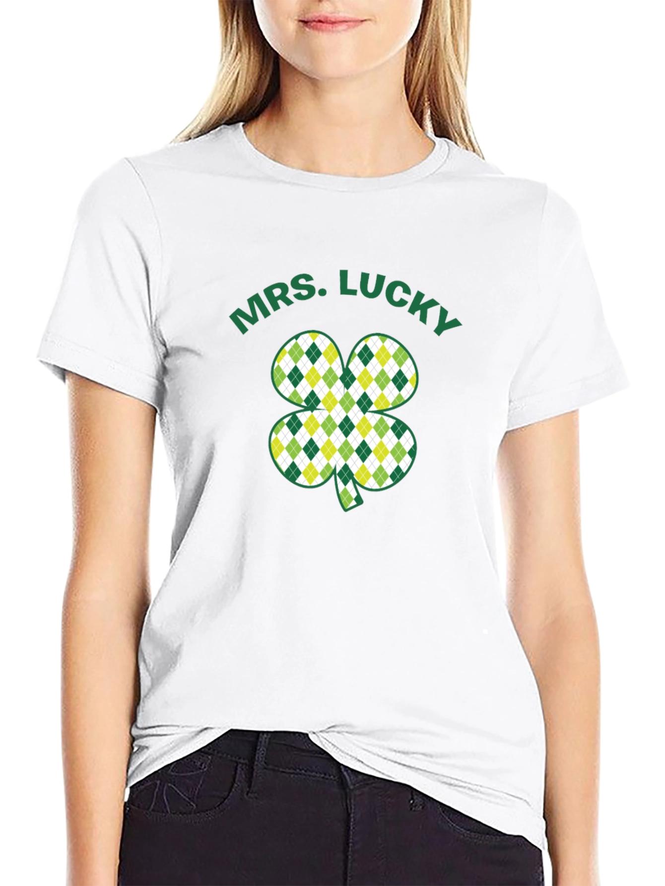 Mrs. Lucky St. Patricks Day Black T-Shirt