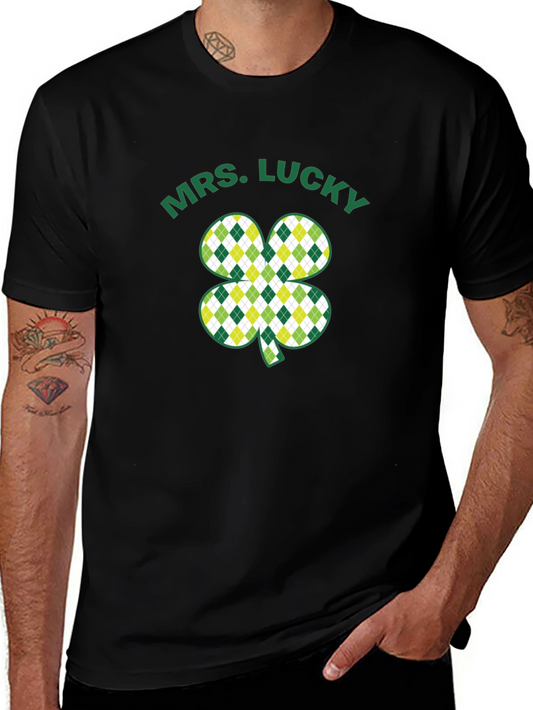 Mrs. Lucky St. Patricks Day Black T-Shirt