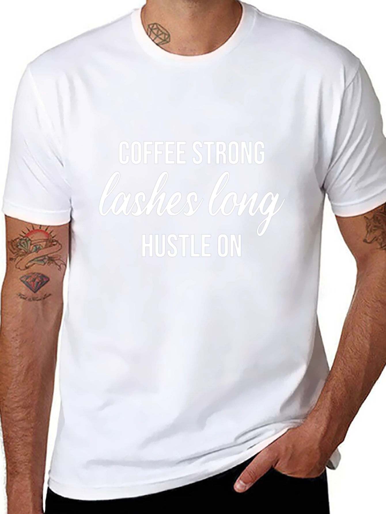 Coffee Strong Lashes Long T-Shirt - Hustle On