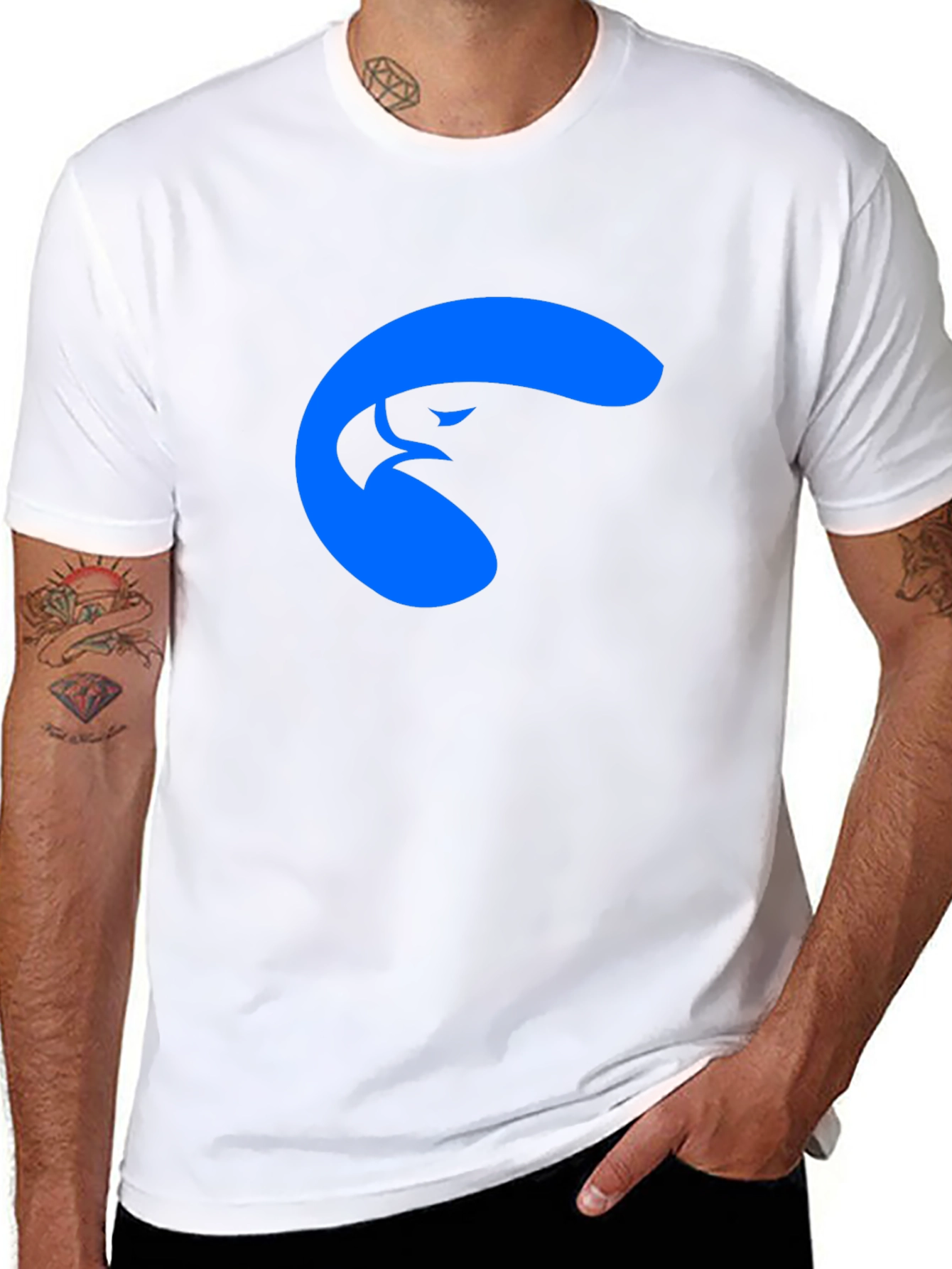 Cool Blue Eagle Graphic Black T-Shirt