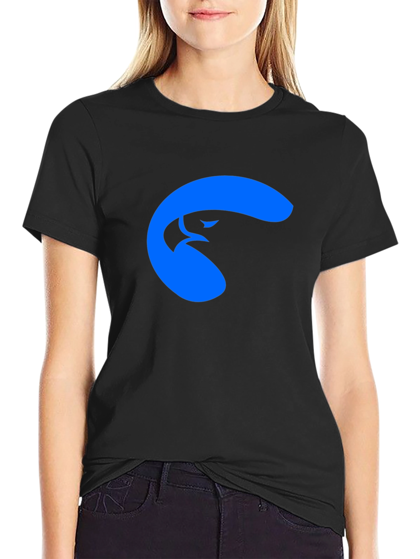 Cool Blue Eagle Graphic Black T-Shirt