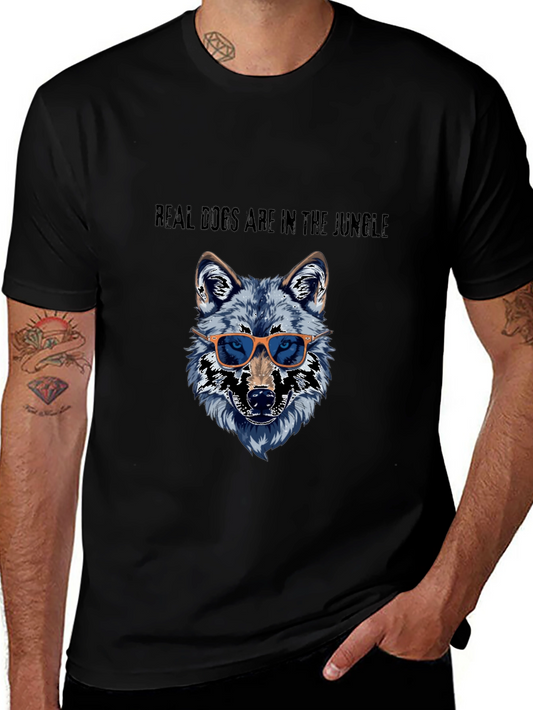 Cool Wolf in Sunglasses Graphic T-Shirt - Mens