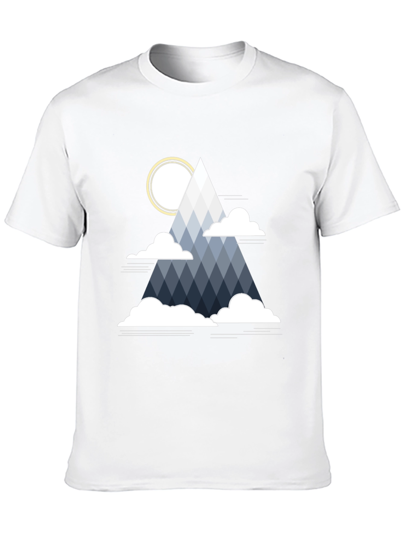 Geometric Mountain & Sun Graphic Tee - Black