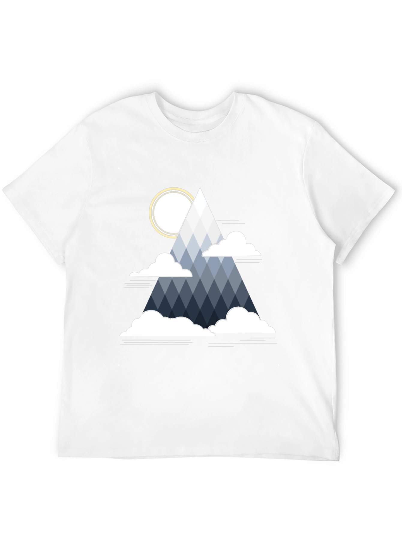 Geometric Mountain & Sun Graphic Tee - Black