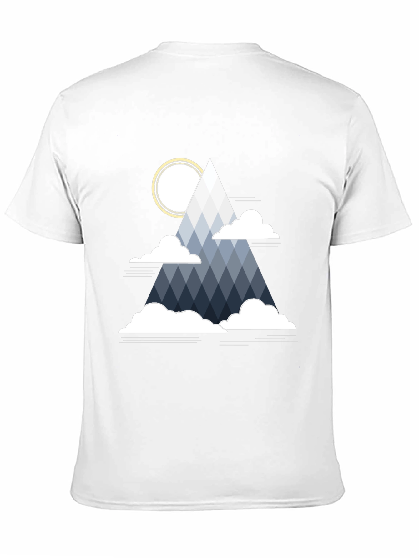 Geometric Mountain & Sun Graphic Tee - Black