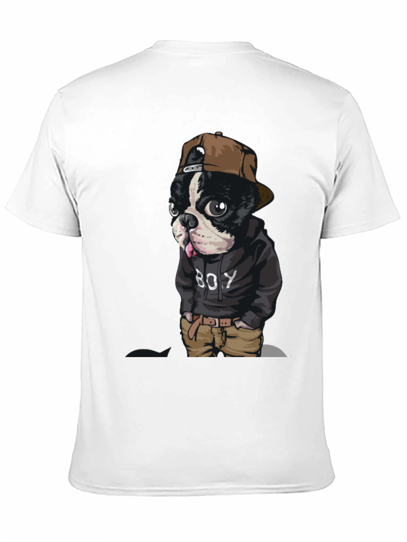 Dog Boy Graphic Print Black T-Shirt