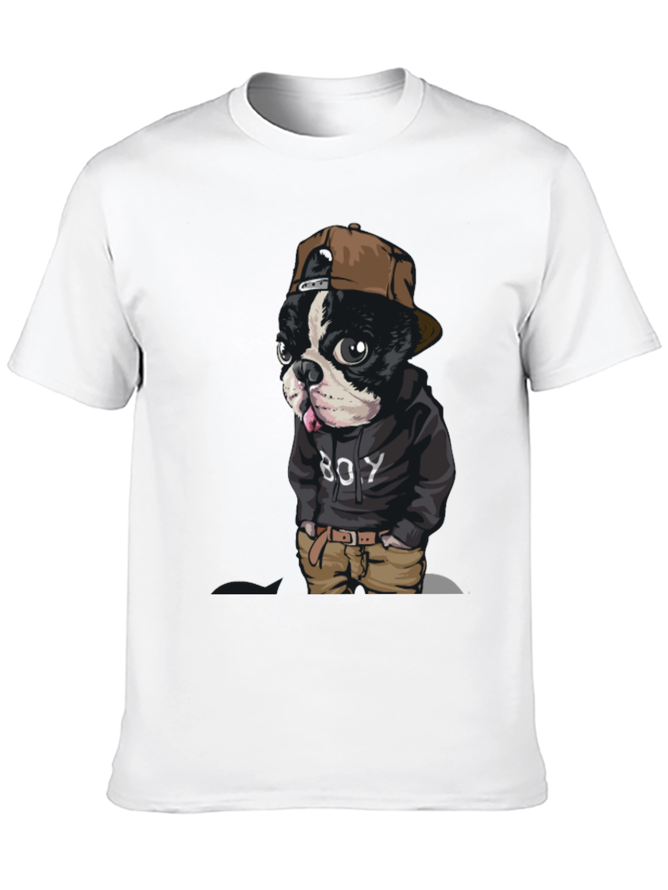 Dog Boy Graphic Print Black T-Shirt