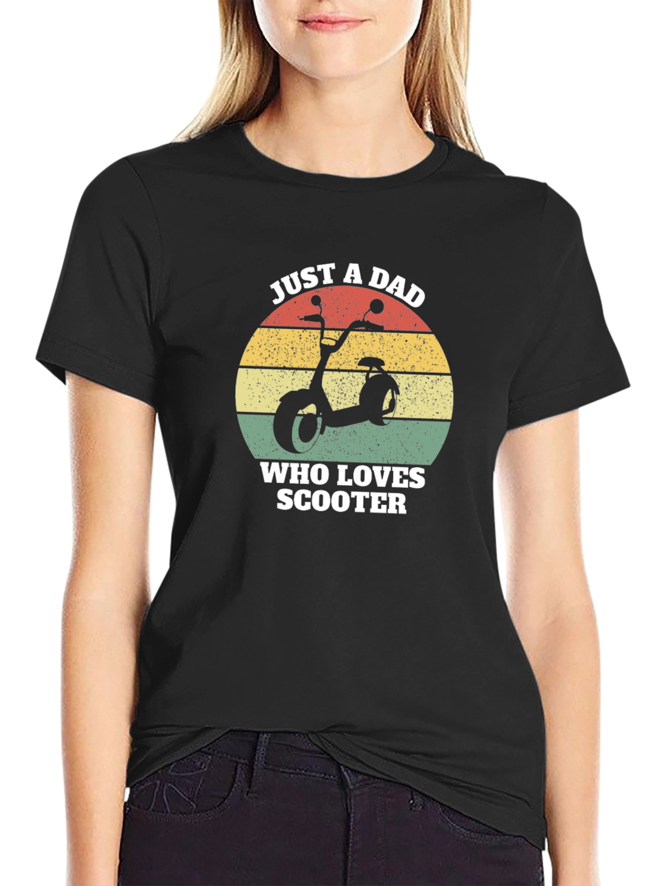 Just A Dad Who Loves Scooter Black T-Shirt
