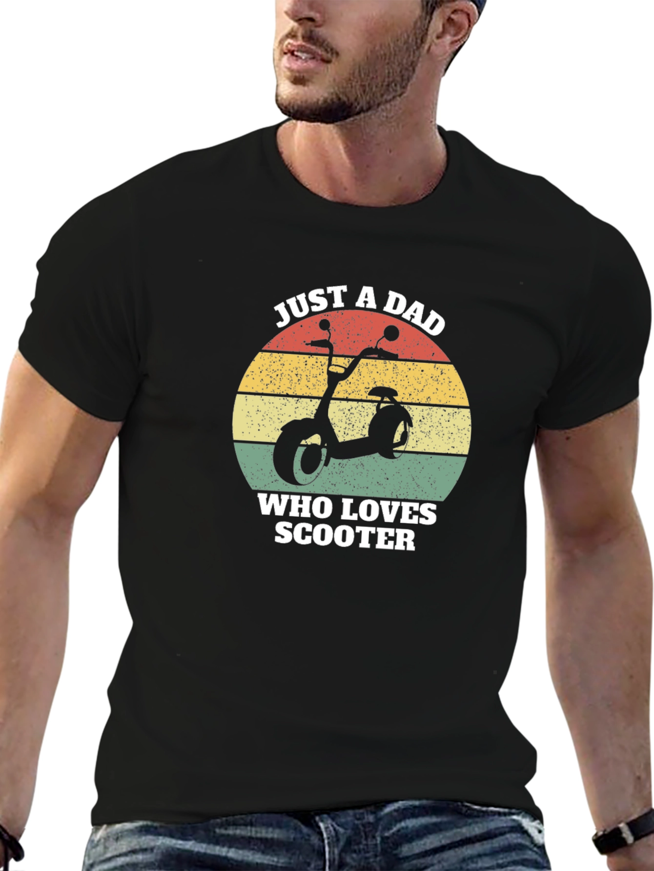 Just A Dad Who Loves Scooter Black T-Shirt