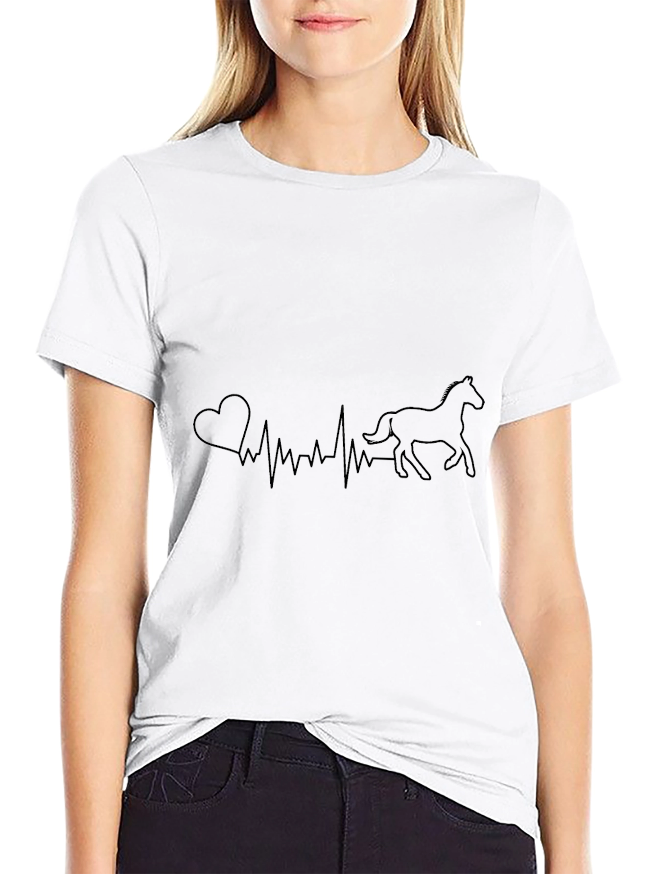 Horse Heartbeat Graphic T-Shirt - Equestrian Love Tee