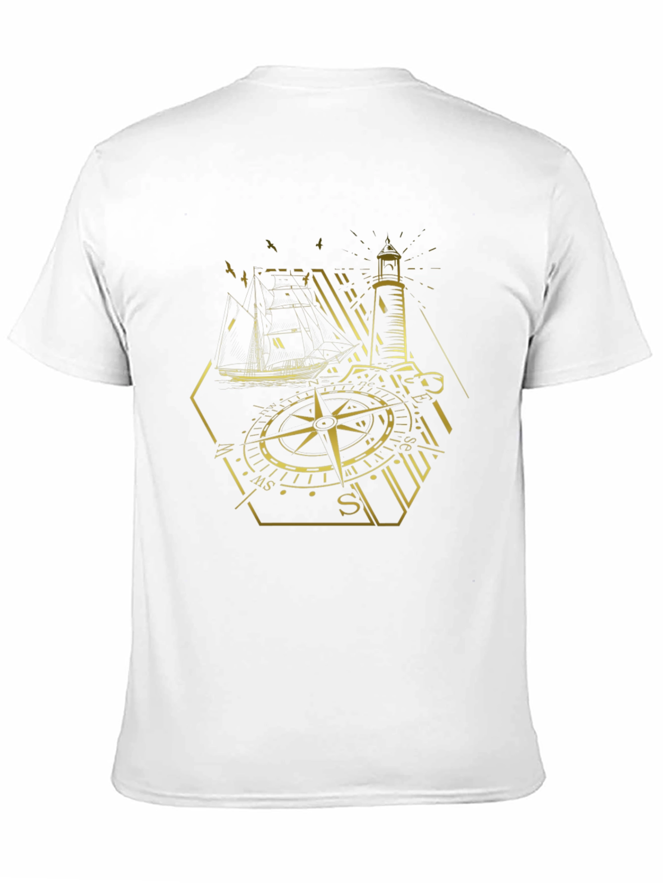 Nautical Compass Lighthouse Graphic Tee - Black