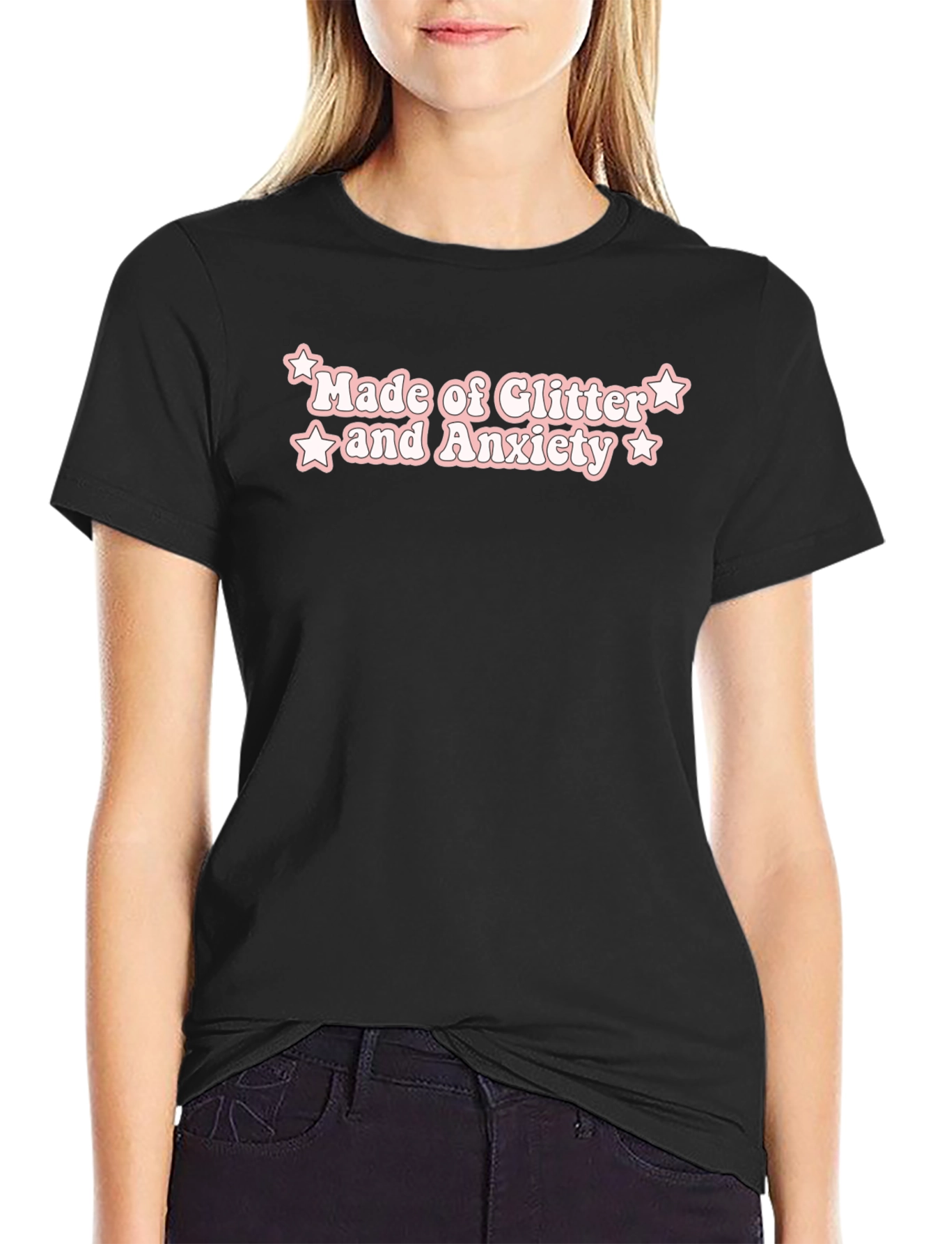 Glitter and Anxiety Black T-Shirt