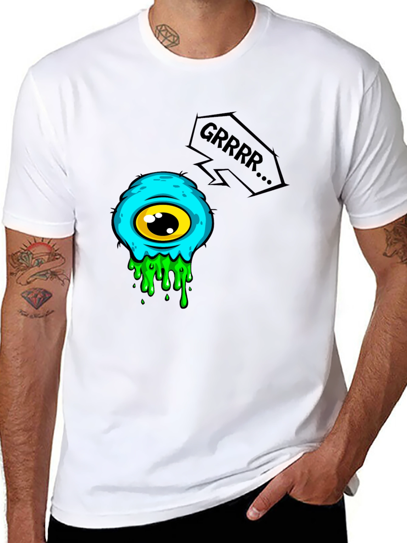 Grrr Monster Eye Graphic Tee - Black