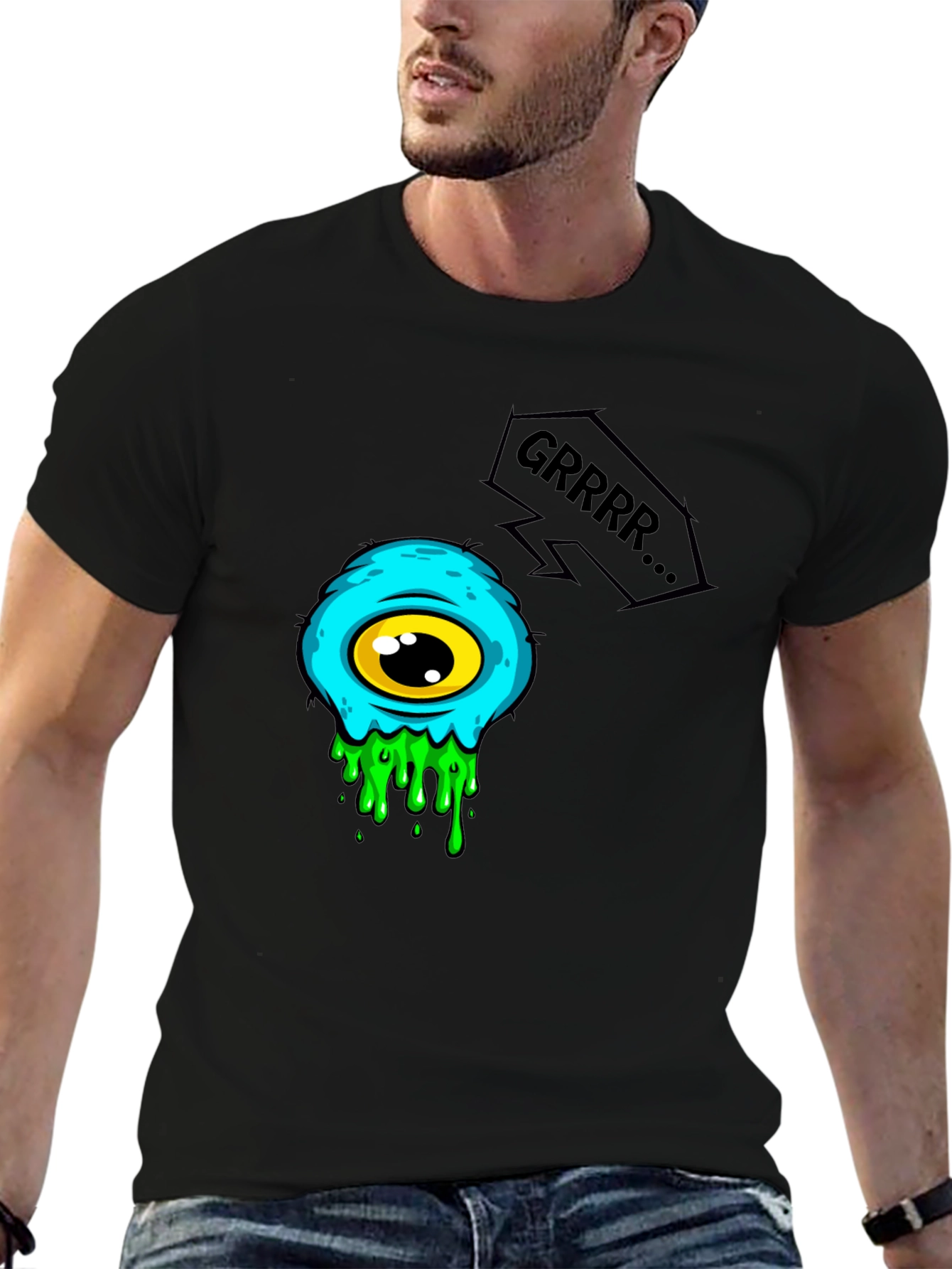 Grrr Monster Eye Graphic Tee - Black