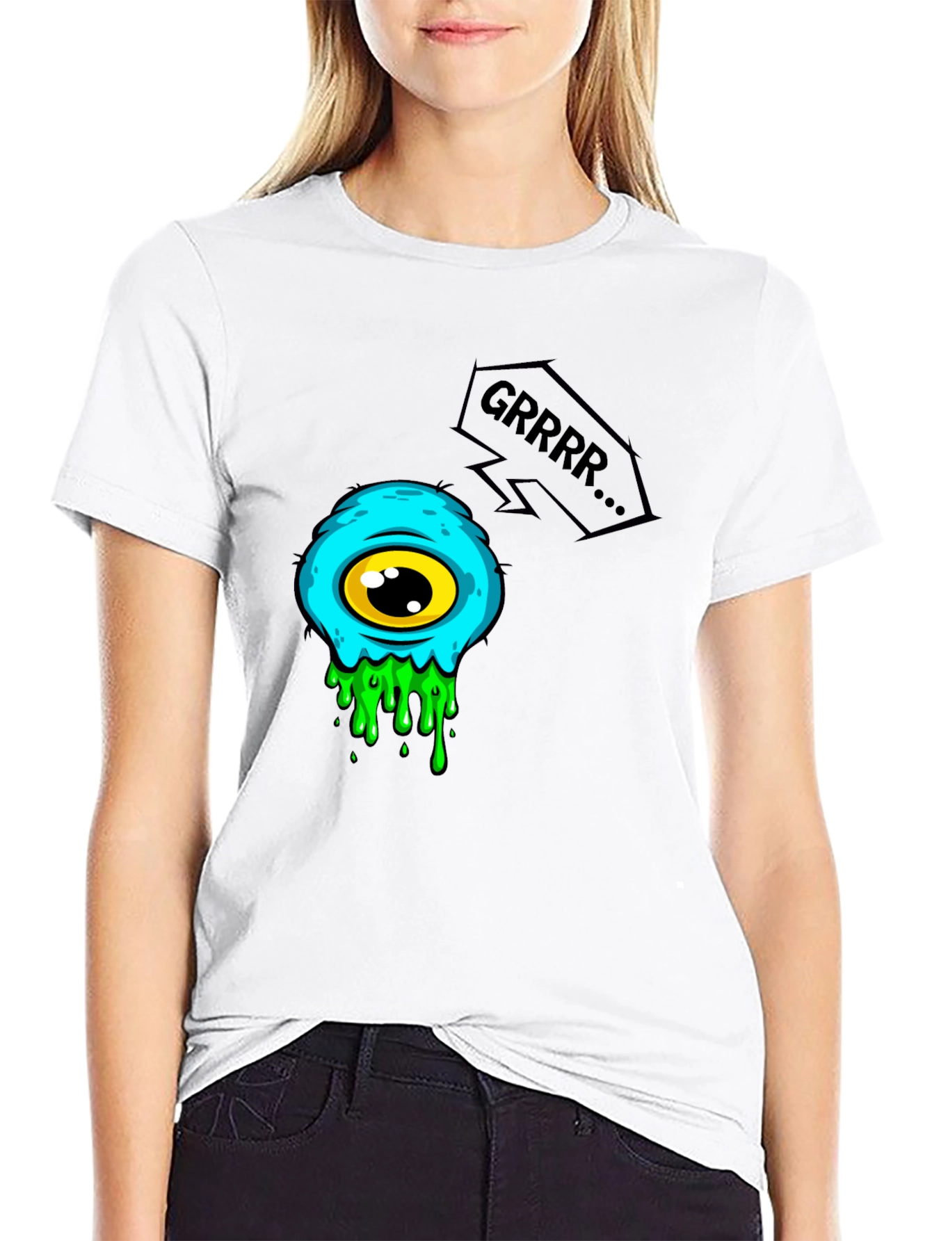 Grrr Monster Eye Graphic Tee - Black